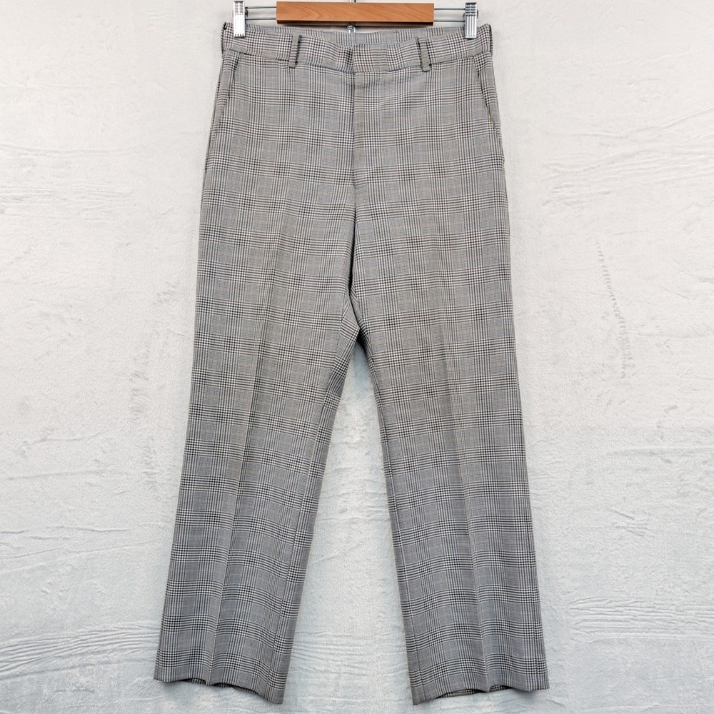 VTG Levi's Trousers Mens 31x28 Gray Glen Plaid Action Slacks Flare Preppy 70s